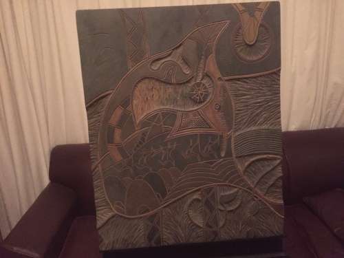 early Lucky Sibiya wood incised sculptural abstract carving signed