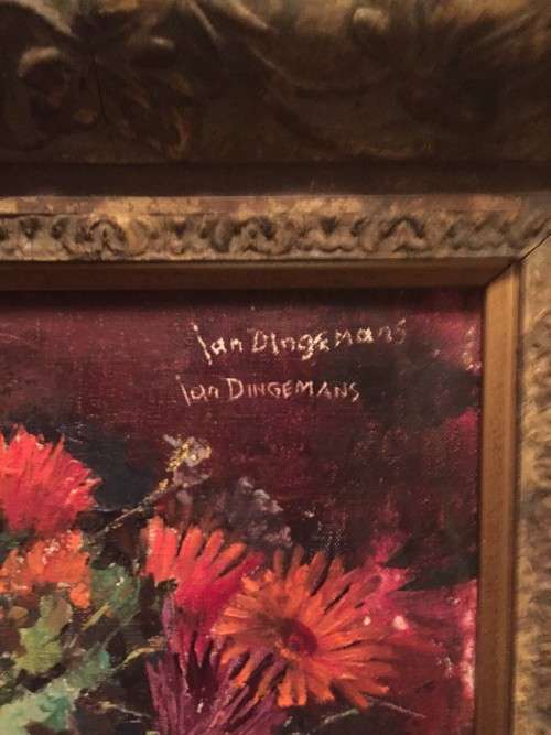 old Jan Dingemans Oil Painting Still life "Vase of Flowers"