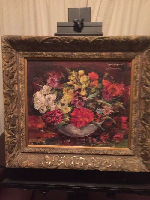 old Jan Dingemans Oil Painting Still life "Vase of Flowers"
