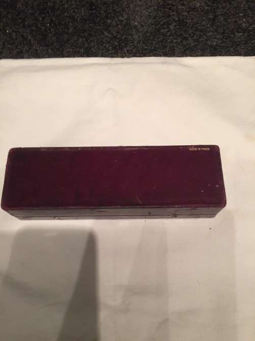 Vintage Fine Leather Stamp Box, Made in  Italy, Burgundy with Gold gilt trim