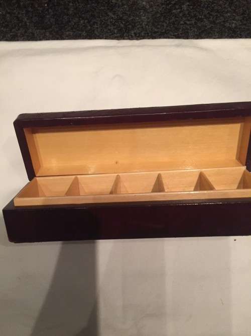 Vintage Fine Leather Stamp Box, Made in  Italy, Burgundy with Gold gilt trim