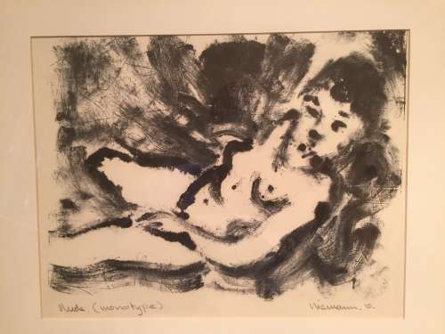 HENNIE NIEMANN `NUDE` MONOTYPE SIGNED AND DATED BY ARTIST!! BEAUTIFULLY FRAMED