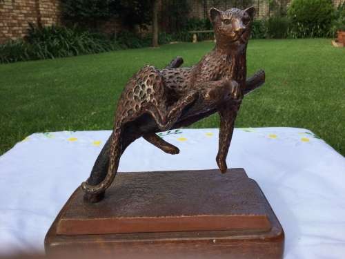 SIGNED ALLAN HALLETT BRONZE SCULPTURE `LEOPARD` FREE SHIPPING IN SOUTH AFRICA!!
