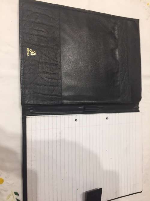 EXECUTIVE LEATHER DESK SET - BUFFALO LEATHER CALENDAR HOLDER AND BUFFALO LEATHER WRITING ACCESSORIES