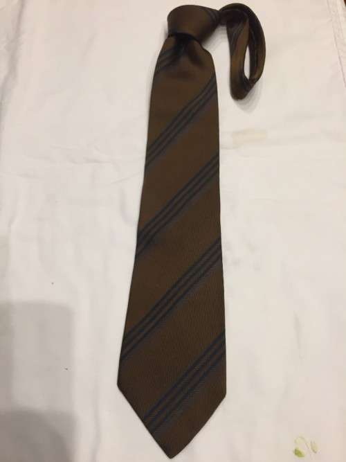 ORIGINAL VALENTINO PURE SILK TIE DARK BROWN STRIPE MADE IN ITALY