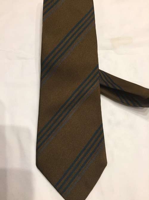 ORIGINAL VALENTINO PURE SILK TIE DARK BROWN STRIPE MADE IN ITALY