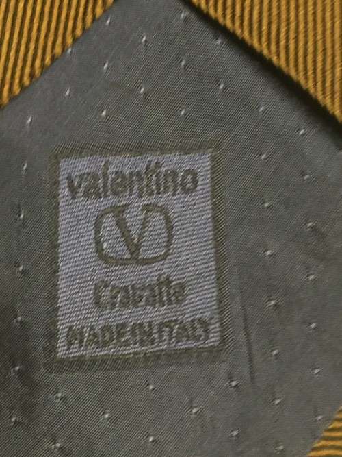 ORIGINAL VALENTINO PURE SILK TIE DARK BROWN STRIPE MADE IN ITALY