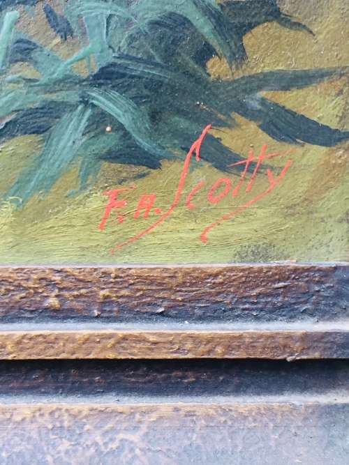 SIGNED!! FA SCOTTY AKA [TITTA FASCIOTTI] ORIGINAL OIL ON BOARD PAINTING - "BASUTULAND" LANDSCAPE