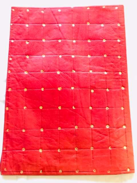 BEAUTIFUL MOROCCAN RED LEATHER BOOK COVER STAMPED IN 22 CARAT GOLD LEAF
