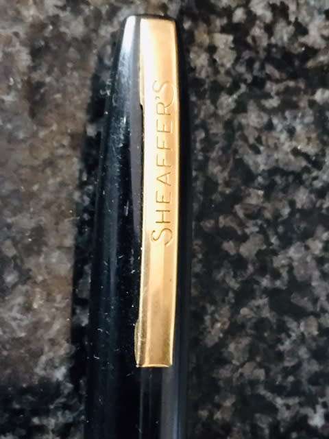 VINTAGE SHEAFFER MATT BLACK WITH GOLD TRIM, FOUNTAIN PEN WITH BOX