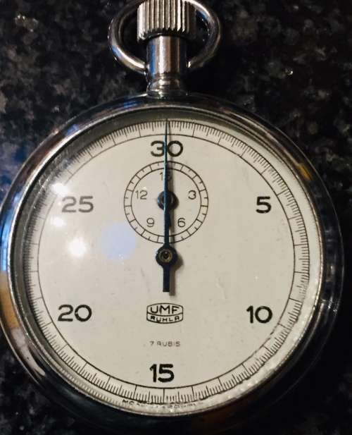 VINTAGE `UMF RUHLA - 7 RUBIS` STOPWATCH - MADE IN GERMANY - IN GOOD WORKING ORDER