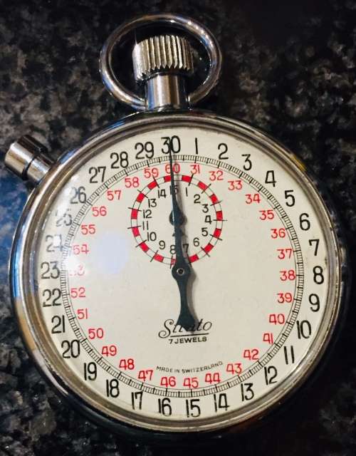 VINTAGE `STRATO 7 JEWELS` STOPWATCH - MADE IN SWITZERLAND - IN GOOD WORKING ORDER