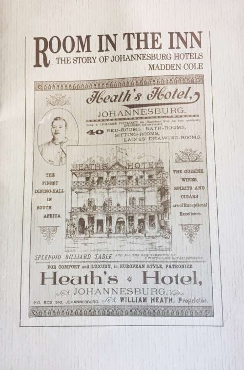 SCARCE!! `ROOM IN THE INN - THE STORY OF JOHANNESBURG HOTELS` BY MADDEN COLE, FIRST EDITION