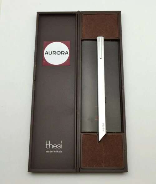VERY RARE! THESI AURORA CHROME BALLPOINT PEN IN ORIGINAL BOX WITH  PAPERS - EXCELLENT CONDITION