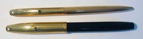 SHEAFFER WHITE DOT GOLD ELECTROPLATED PFM V FOUNTAIN PEN + 14K NIB and BALLPOINT PEN IN ORIGINAL BOX