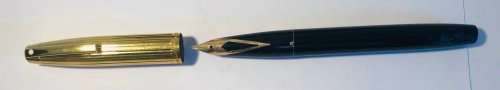 SHEAFFER WHITE DOT GOLD ELECTROPLATED PFM V FOUNTAIN PEN + 14K NIB and BALLPOINT PEN IN ORIGINAL BOX
