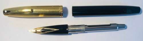 SHEAFFER WHITE DOT GOLD ELECTROPLATED PFM V FOUNTAIN PEN + 14K NIB and BALLPOINT PEN IN ORIGINAL BOX