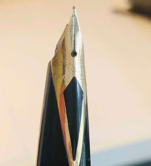 SHEAFFER WHITE DOT GOLD ELECTROPLATED PFM V FOUNTAIN PEN + 14K NIB and BALLPOINT PEN IN ORIGINAL BOX