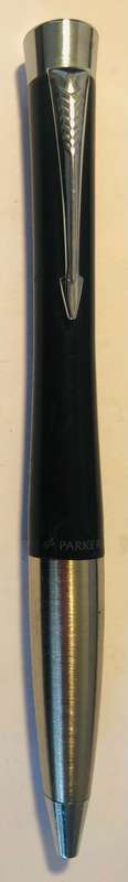 PARKER URBAN BLACK AND CHROME FINISH TRIM BALLPOINT PEN IN ORIGINAL BOX