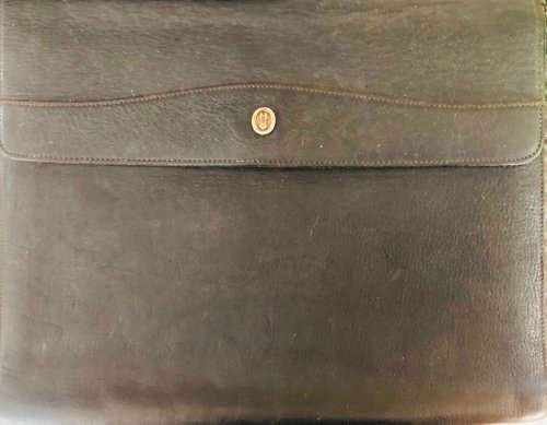DESIGNER VINTAGE GOLDPFEIL A4 LEATHER FOLDOVER CARRYCASE MADE IN GERMANY IN EXCELLENT CONDITION