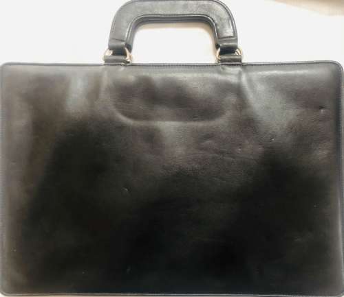 DESIGNER VINTAGE GOLDPFEIL LEATHER FOLIO BAG WITH ZIP UP SIDE COMPARTMENT MADE IN GERMANY