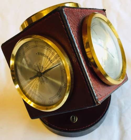 DESIGNER VINTAGE GOLDPFEIL SPORT BURGUNDY DESKTOP CALENDAR HOLDER AND WEATHER STATION