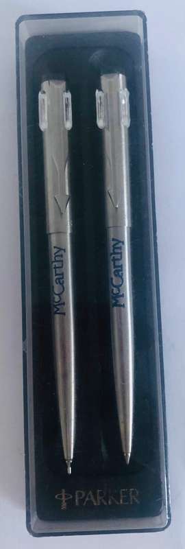 PARKER STAINLESS STEEL BALLPOINT PEN AND PENCIL SET IN ORIGINAL BOX
