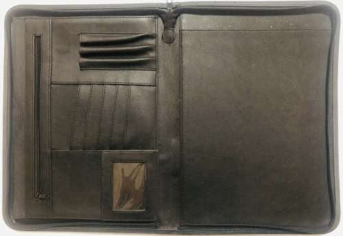 PARKER FLIGHTER BLACK BALLPOINT PEN AND PENCIL AND MATCHING BLACK  LEATHER FOLDER