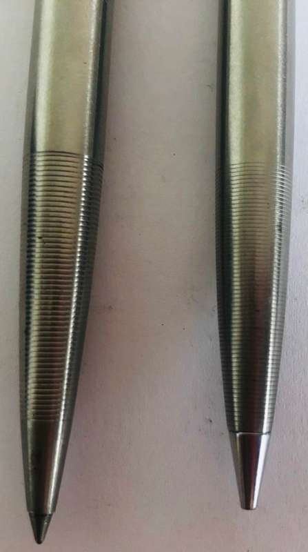 VINTAGE PARKER 45 FLIGHTER STAINLESS STEEL BALLPOINT PEN AND PENCIL