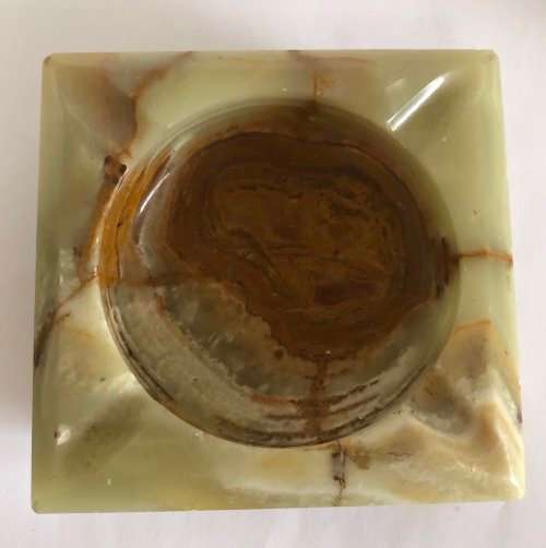 ONYX MATCHING ASHTRAY AND LIGHTER MADE IN ITALY IN EXCELLENT CONDITION