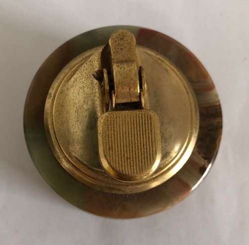 ONYX MATCHING LIGHTER AND ASHTRAY WITH BRASS DETAILING MADE IN ITALY IN EXCELLENT CONDITION