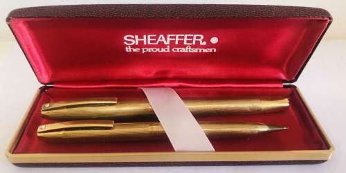 SHEAFFER THE PROUD CRAFTSMEN 12K GOLD FILLED WHITE DOT FOUNTAIN PEN 14K NIB AND PENCIL