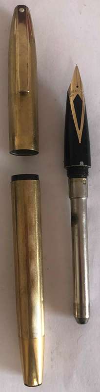 SHEAFFER THE PROUD CRAFTSMEN 12K GOLD FILLED WHITE DOT FOUNTAIN PEN 14K NIB AND PENCIL