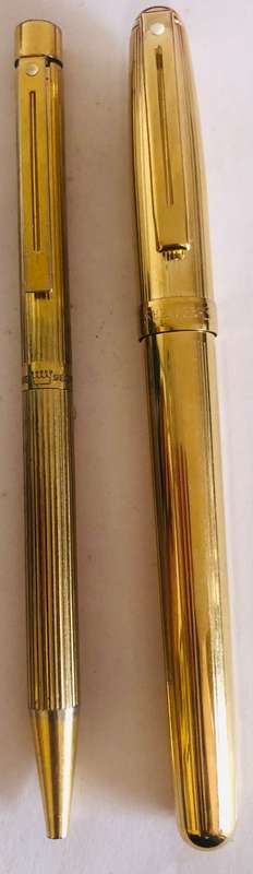 SHEAFFER PRELUDE GOLD ELECTROPLATED ROLLERBALL AND BALLPOINT PEN WHITE DOT IN ORIGINAL BOX