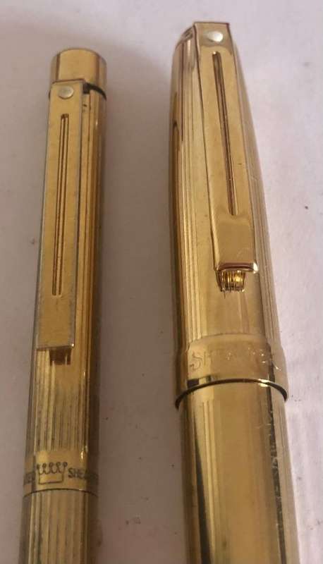SHEAFFER PRELUDE GOLD ELECTROPLATED ROLLERBALL AND BALLPOINT PEN WHITE DOT IN ORIGINAL BOX