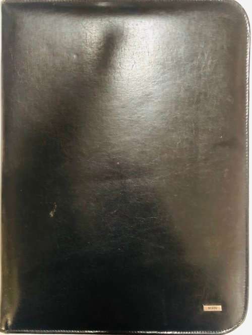 BLACK BUSBY LEATHER A4 FOLDER