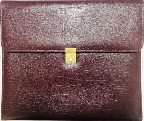VINTAGE BURGUNDY FOLDER WITH LOCK IN EXCELLENT CONDITION