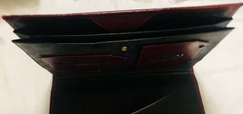 VINTAGE BURGUNDY FOLDER WITH LOCK IN EXCELLENT CONDITION