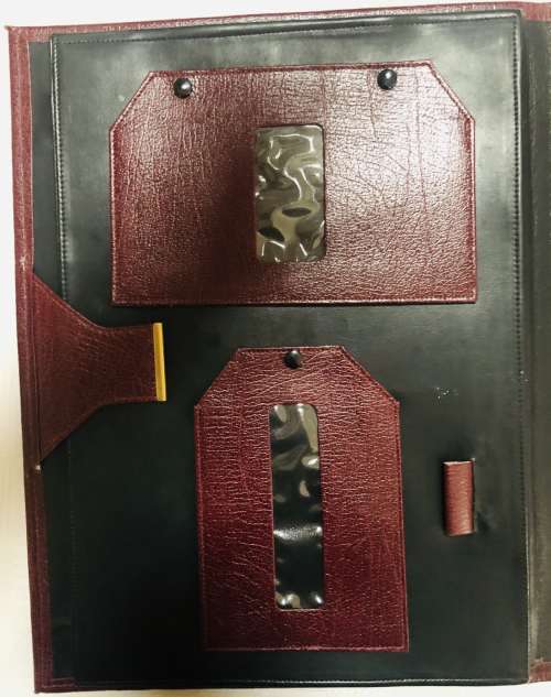 VINTAGE BURGUNDY FOLDER WITH LOCK IN EXCELLENT CONDITION