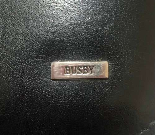 BLACK BUSBY LEATHER A4 FOLDER IN EXCELLENT CONDITION, EMBOSSED WITH PLAVIX LOGO ON INSIDE OF FOLDER