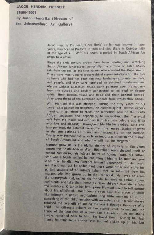 RARE! PIERNEEF COMMEMORATIVE BOOKLET 1964, LIMITED EDITION, EGON GUENTHER & ADLER FIELDING GALLERIES