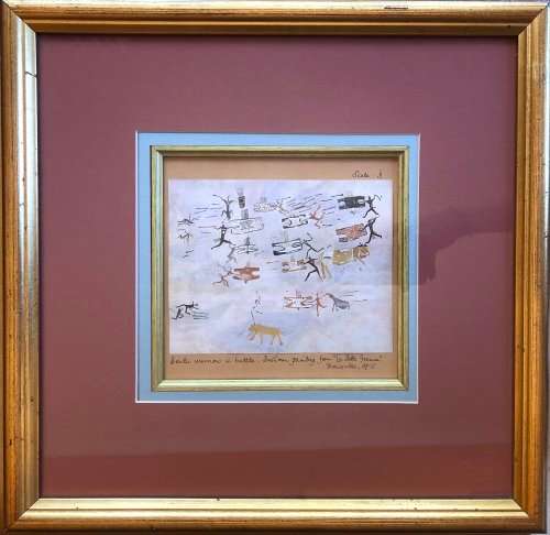 WALTER BATTISS PRINT TITLED `BANTU WARRIORS IN BATTLE`