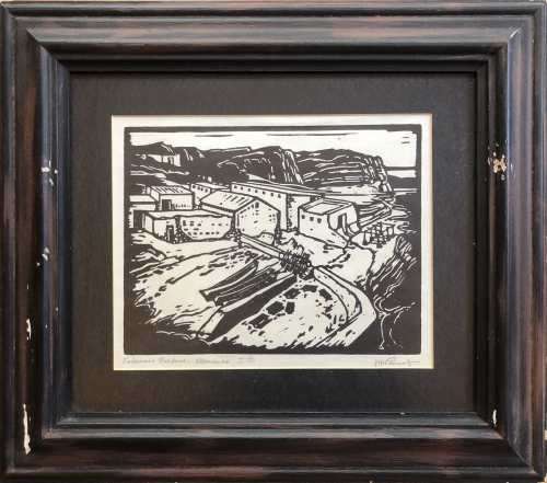 PIERNEEF LARGE A4 SIZE PHOTOLITHOGRAPHIC PRINT "FISHERMAN`S HARBOUR - HERMANUS"