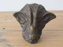 SIGNED!! KEITH CALDER `ROAN ANTELOPE HEAD` BRONZE SCULPTURE IN EXCELLENT CONDITION