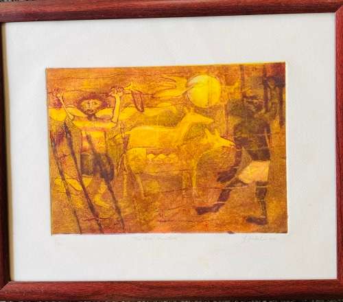 SCARCE!! DURANT SIHLALI SIGNED LIMITED  EDITION PRINT `THE TWO HUNTERS`