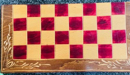 WOOD CHESS & BACKGAMMON SET WITH WOODEN PIECES