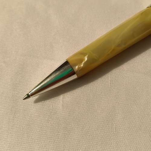 MONTEGRAPPA PARCHMENT SYMPHONY 1912 GREEN CELLULOID STERLING SILVER TRIM BALLPOINT