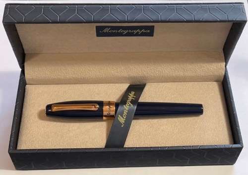 MONTEGRAPPA FORTUNA NAVY BLUE ROLLERBALL PEN UNUSED IN BOX INCLUDES WORKING REFILL