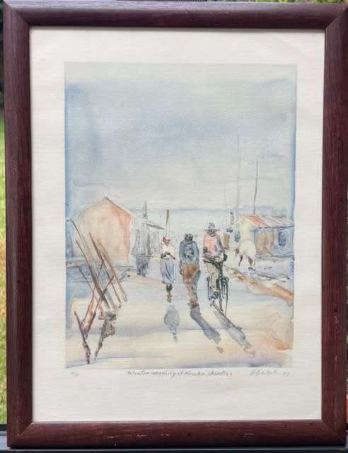 SIGNED! DURANT SIHLALI `WINTER MORNING AT MOROKA SHANTIES`, DATED 1983, ARTIST PROOF
