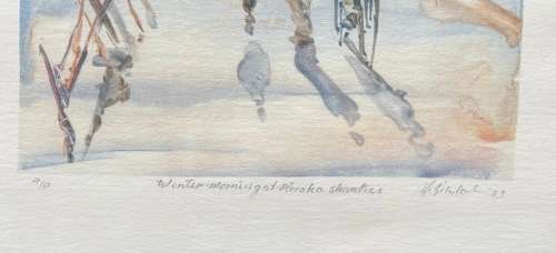 SIGNED! DURANT SIHLALI `WINTER MORNING AT MOROKA SHANTIES`, DATED 1983, ARTIST PROOF